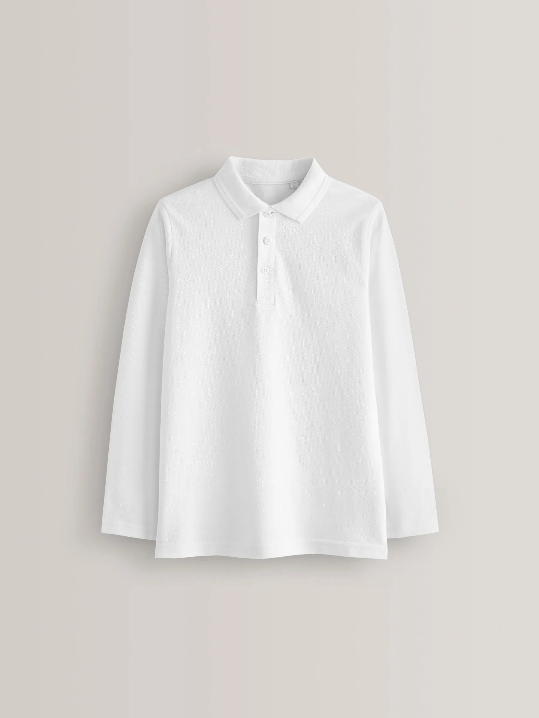 White 2 Pack 100% Cotton Long Sleeve School Polo Shirts (3-16yrs)