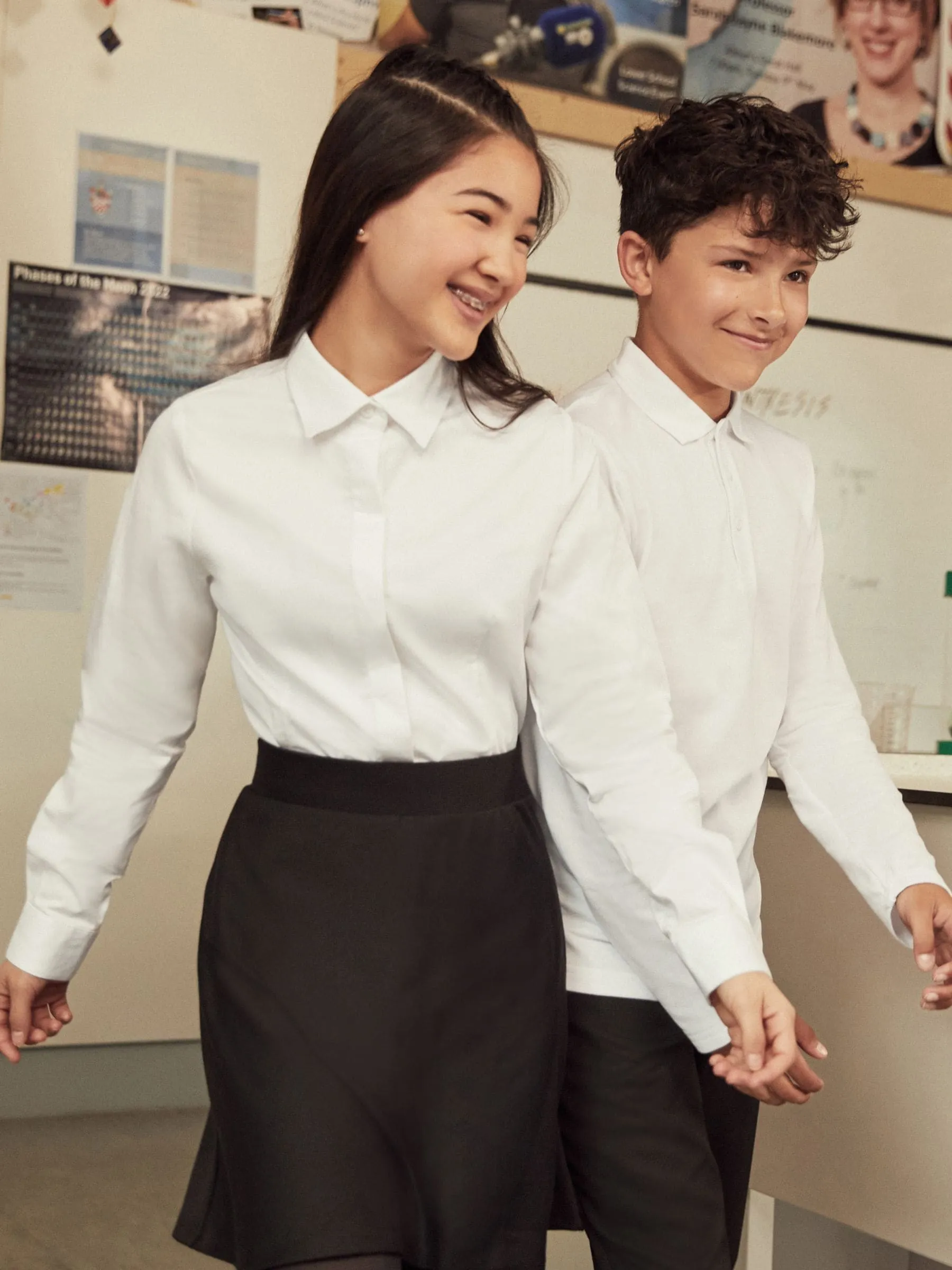White 2 Pack 100% Cotton Long Sleeve School Polo Shirts (3-16yrs)
