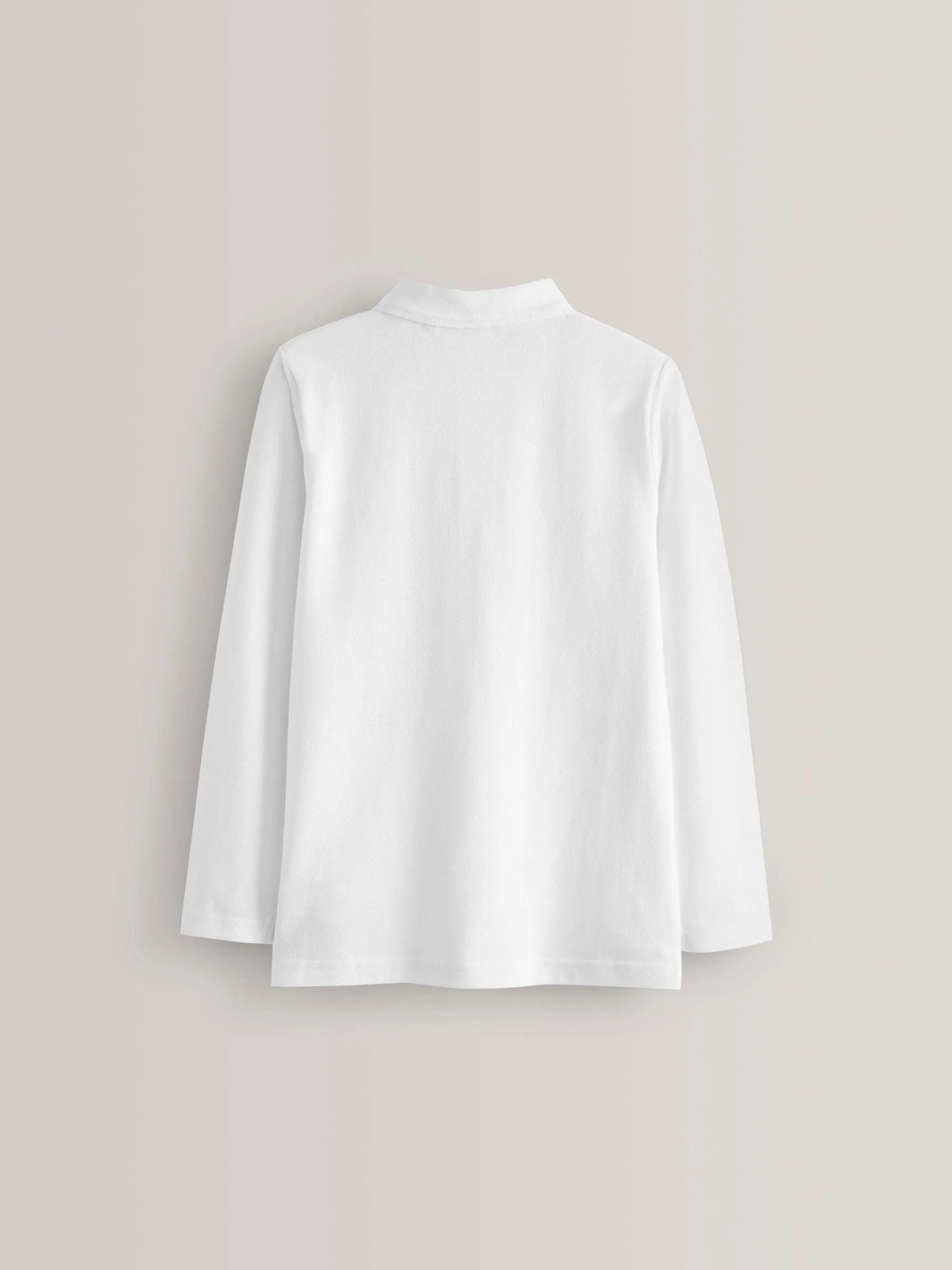 White 2 Pack 100% Cotton Long Sleeve School Polo Shirts (3-16yrs)
