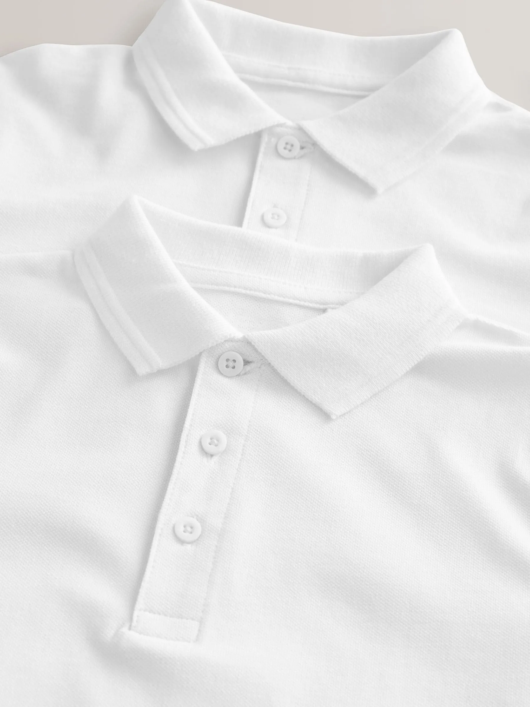 White 2 Pack 100% Cotton Long Sleeve School Polo Shirts (3-16yrs)