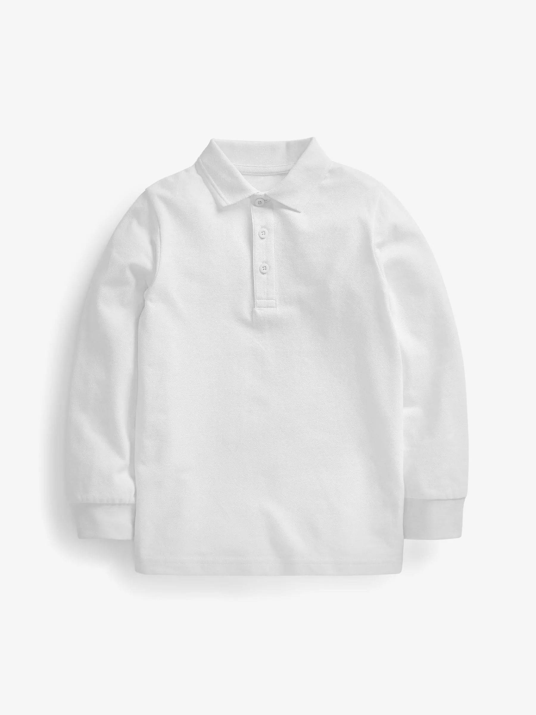 White 2 Pack 100% Cotton Long Sleeve School Polo Shirts (3-16yrs)