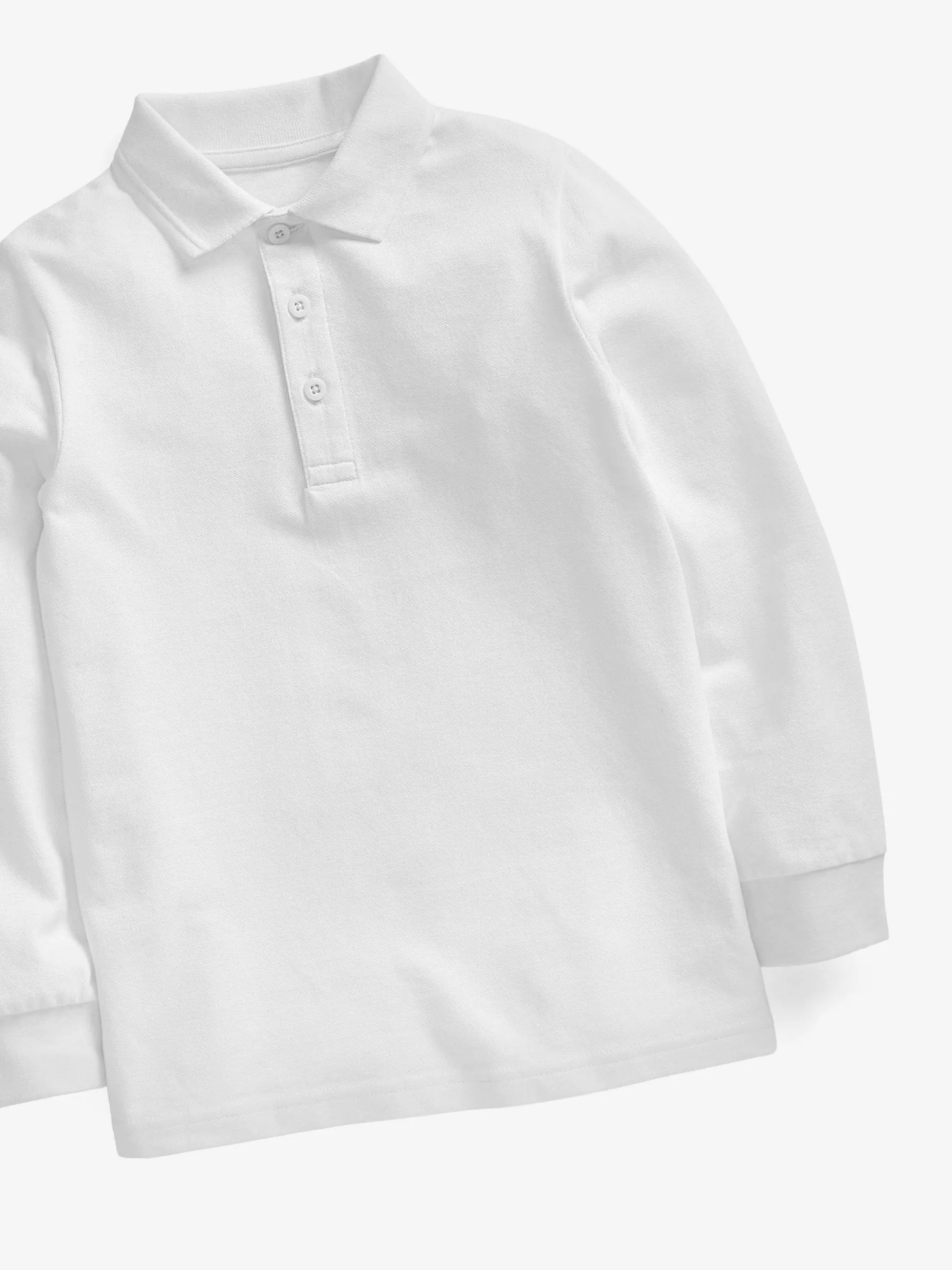 White 2 Pack 100% Cotton Long Sleeve School Polo Shirts (3-16yrs)